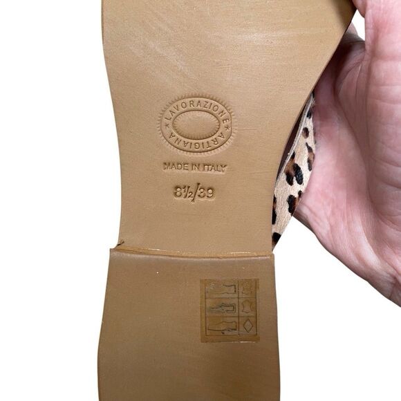 Cocabelle Leopard Print Sandals women’s 8.5 leather two strap made in Italy - Picture 7 of 7